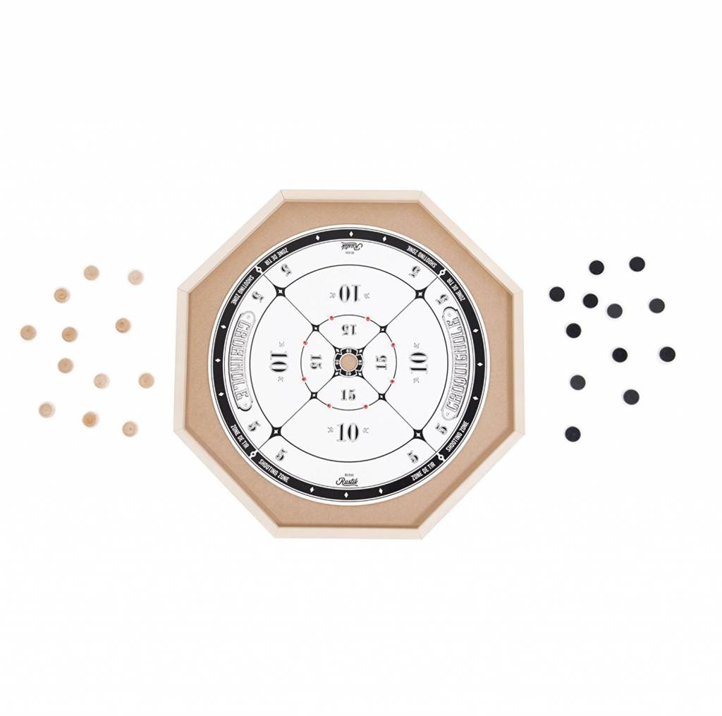 Rustik 3 in 1 Deluxe Crokinole, Chess, Checkers Games