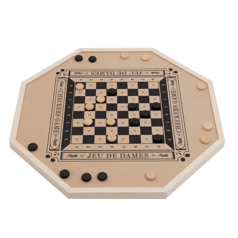 Rustik 3 in 1 Deluxe Crokinole, Chess, Checkers Games