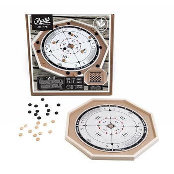 Rustik 3 in 1 Deluxe Crokinole, Chess, Checkers Games