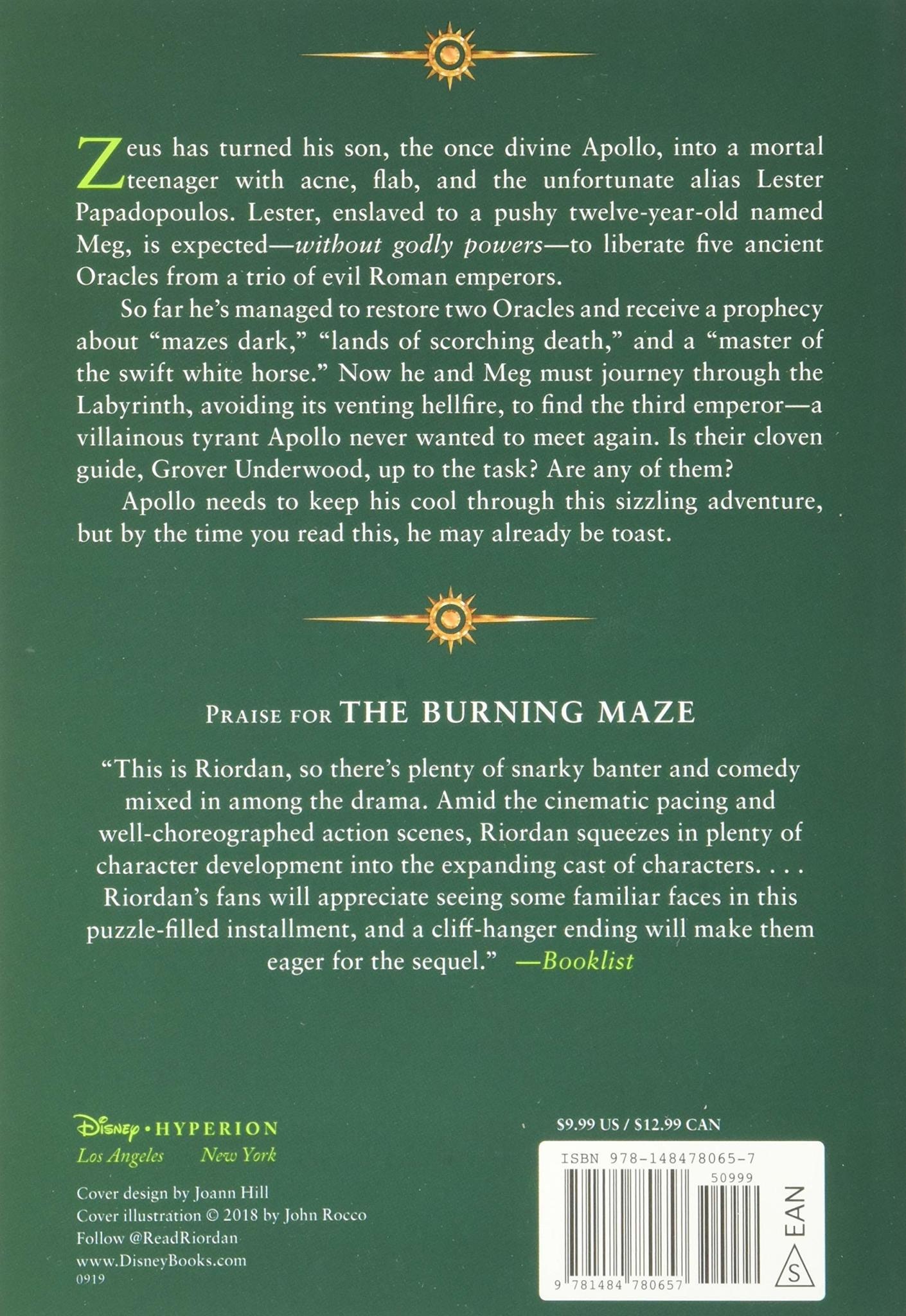 Disney-Hyperion The Trials of Apollo Book 3 The Burning Maze