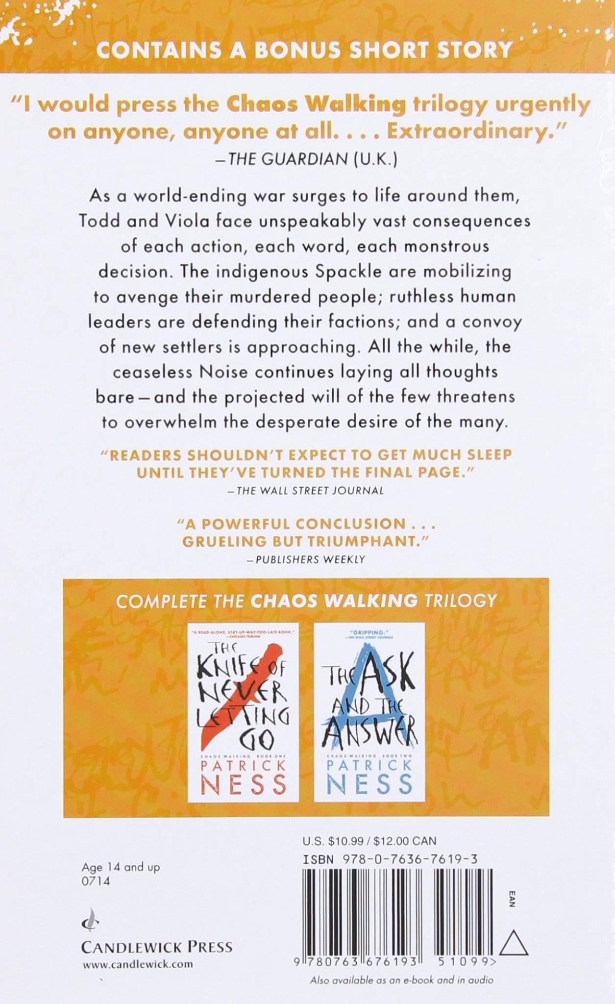 Candlewick Press Chaos Walking #3 Monsters of Men