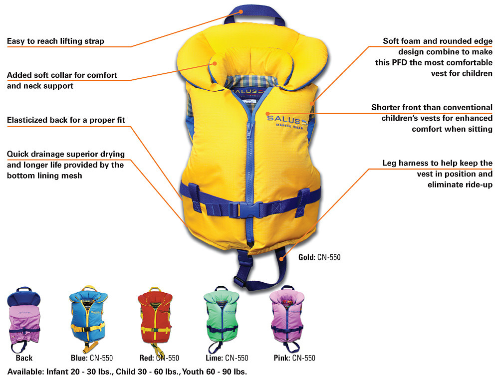 Salus Marine Salus Life Vest Nimbus Youth Blue Waves 60-90lb