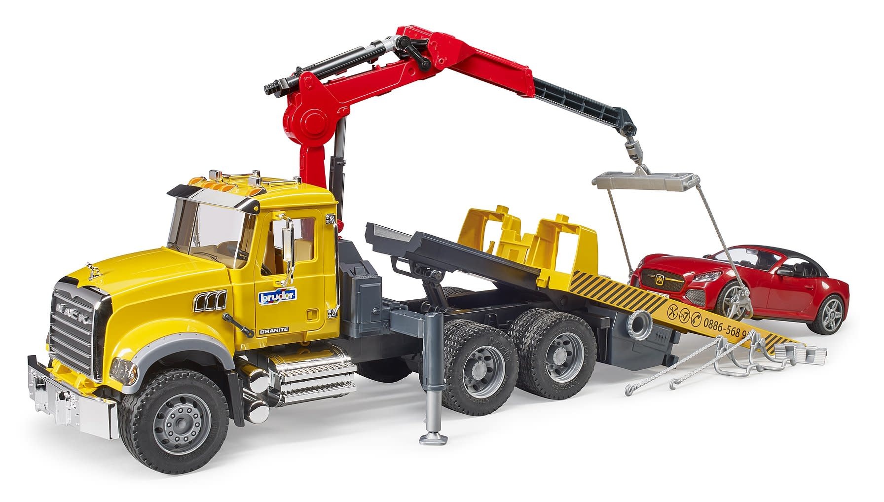 Bruder Bruder Mack Granite Tow Truck with Roadster