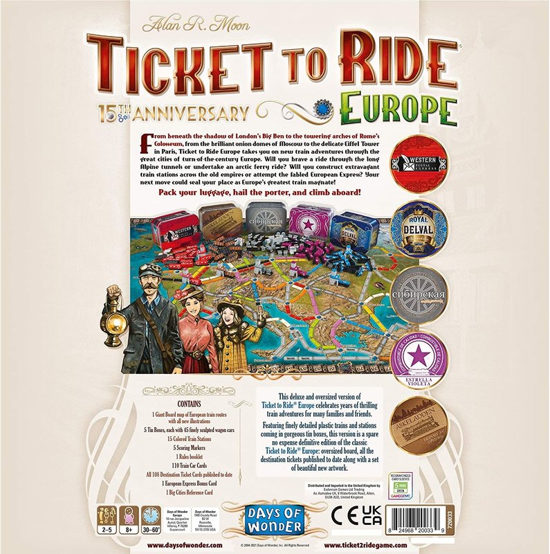 Days of Wonder Ticket to Ride Game Europe 15th Anniversay Edition