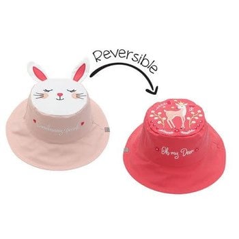 FlapJackKids Reversible Sun Hats  Bunny/Deer Large