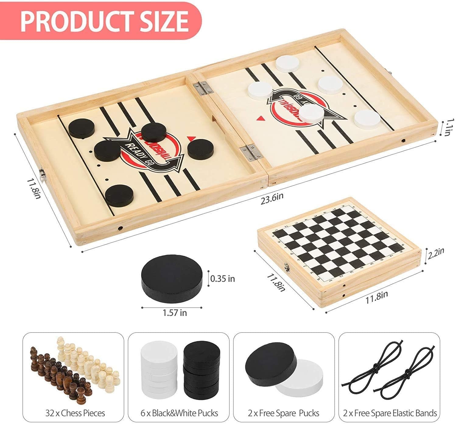 Rustk 2 in 1 Foldable Chess & Fast Sling Puck