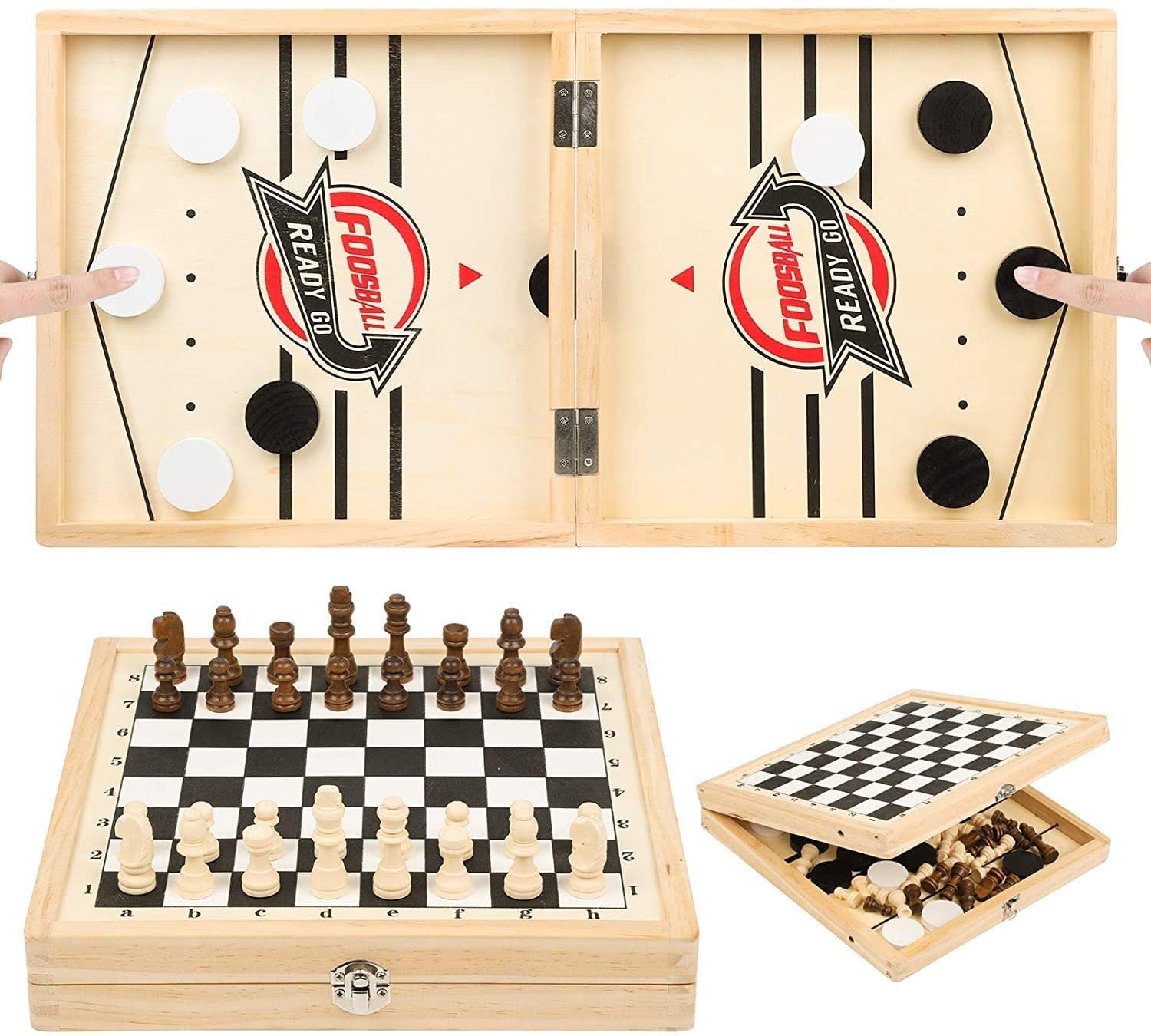 Rustk 2 in 1 Foldable Chess & Fast Sling Puck