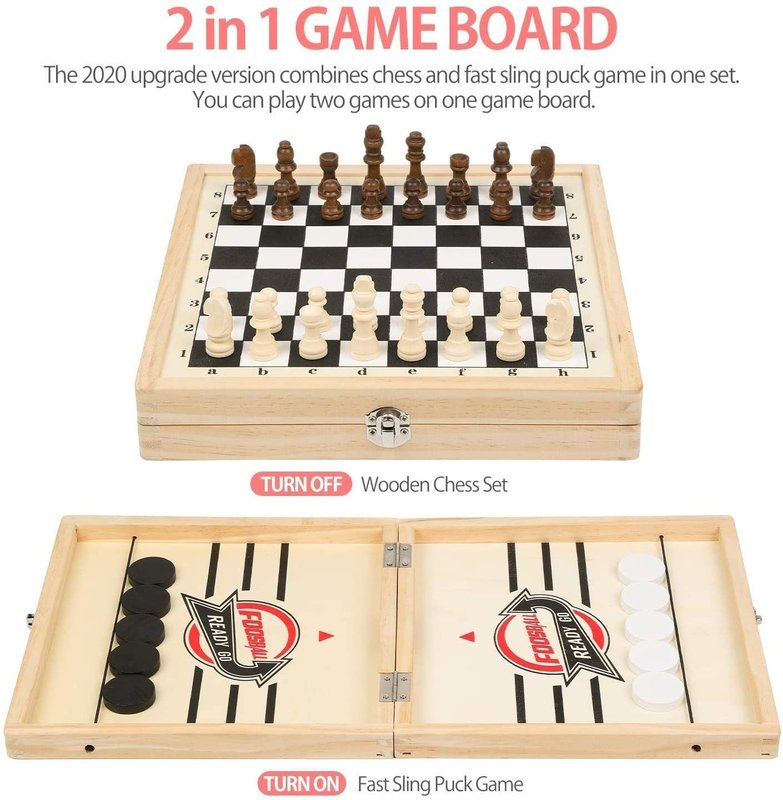Rustik 2 in 1 Foldable Chess & Fast Slingpuck
