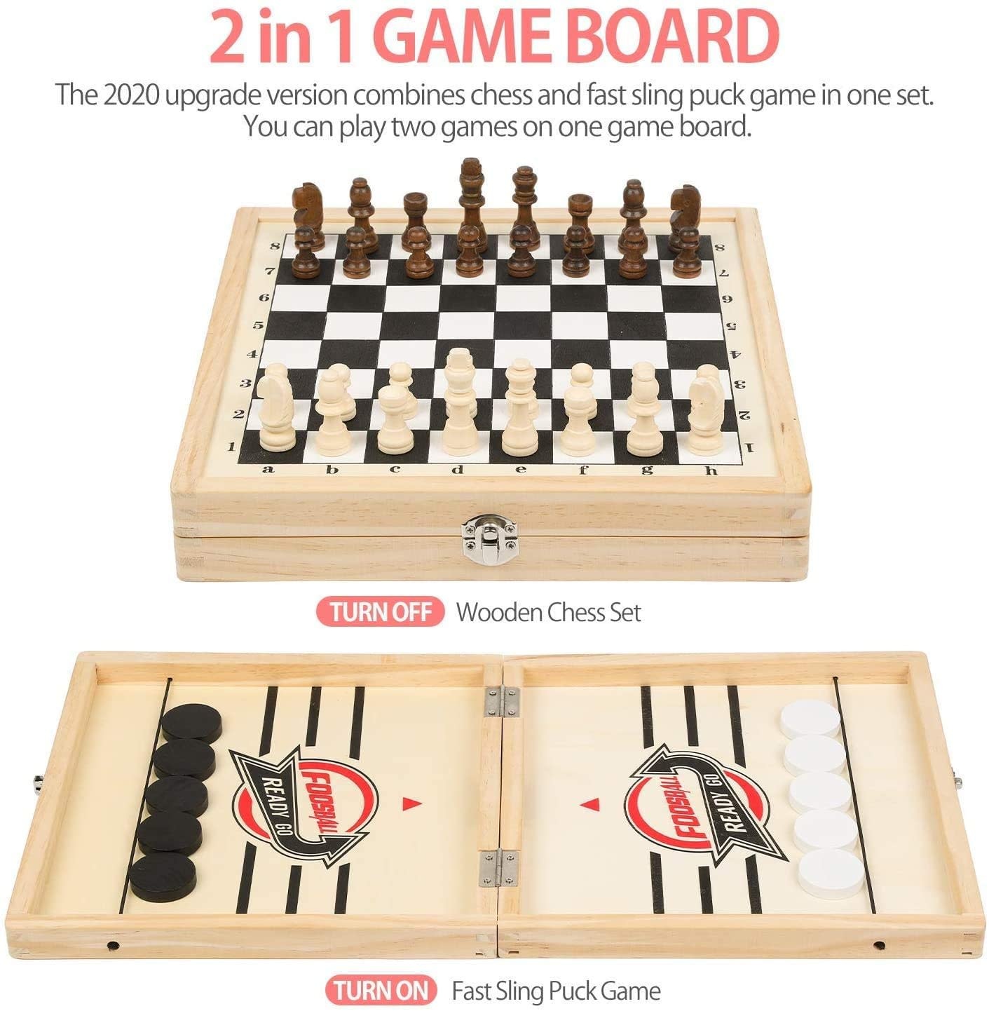 Rustk 2 in 1 Foldable Chess & Fast Sling Puck