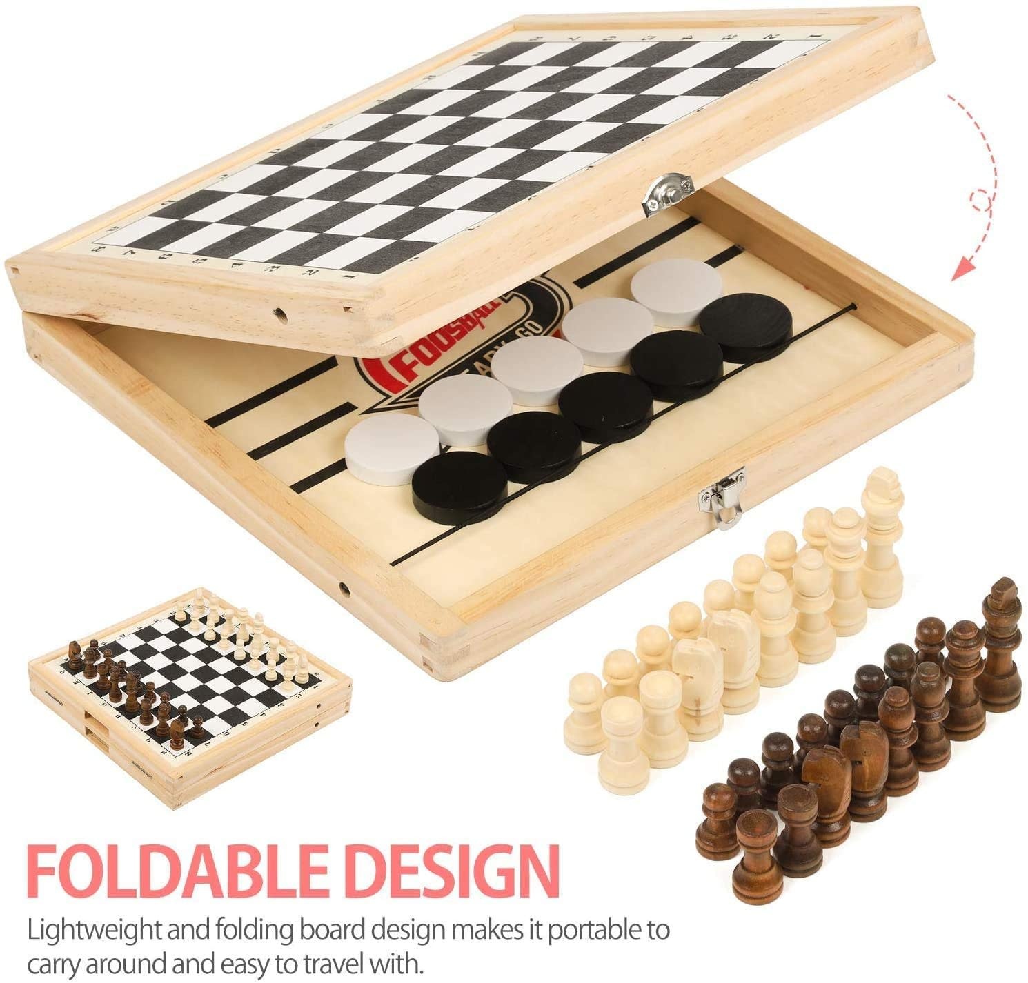 Rustk 2 in 1 Foldable Chess & Fast Sling Puck