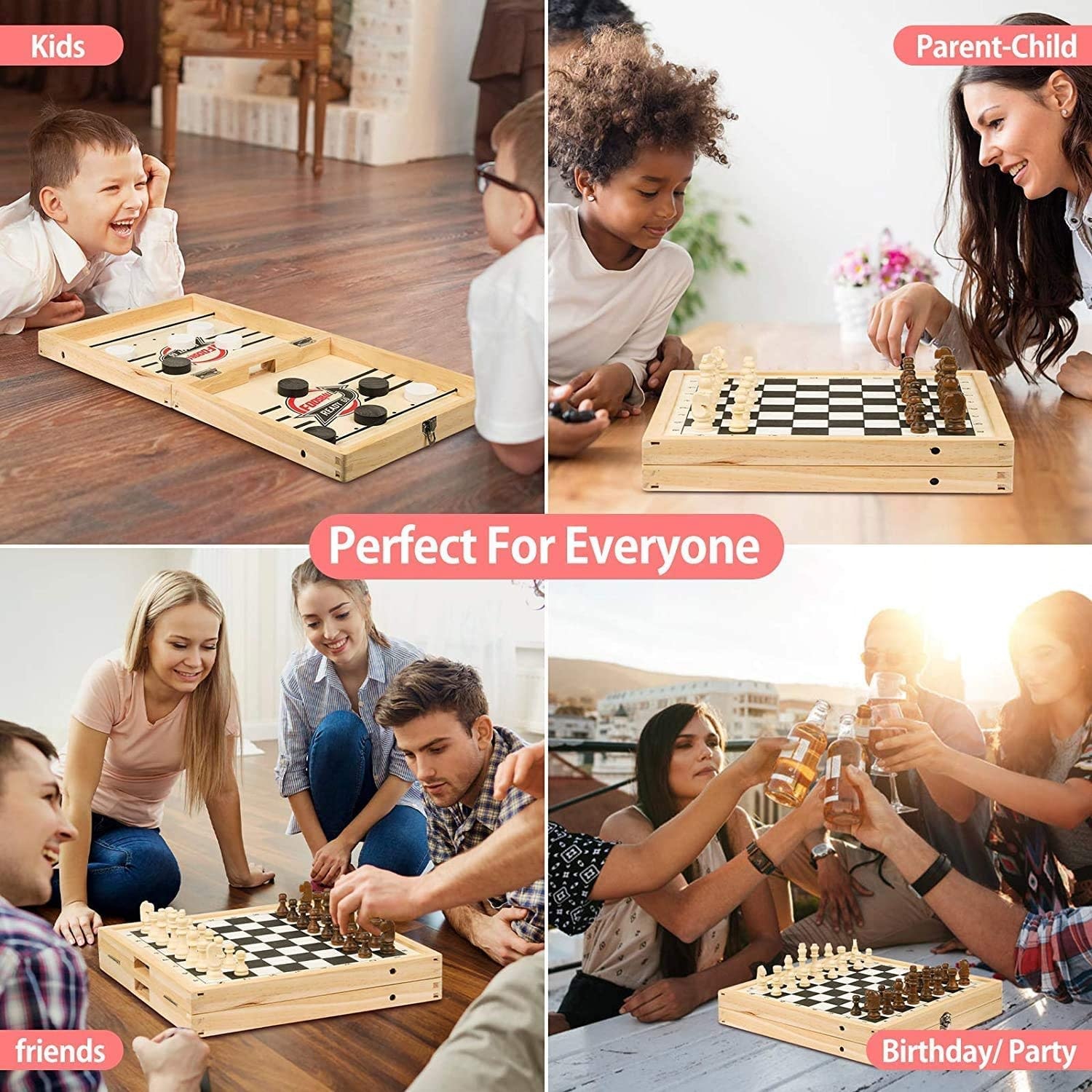 Rustk 2 in 1 Foldable Chess & Fast Sling Puck