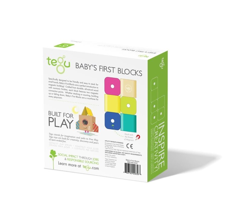 Tegu Tegu Magnetic Wooden Blocks Baby's First Blocks 6pc