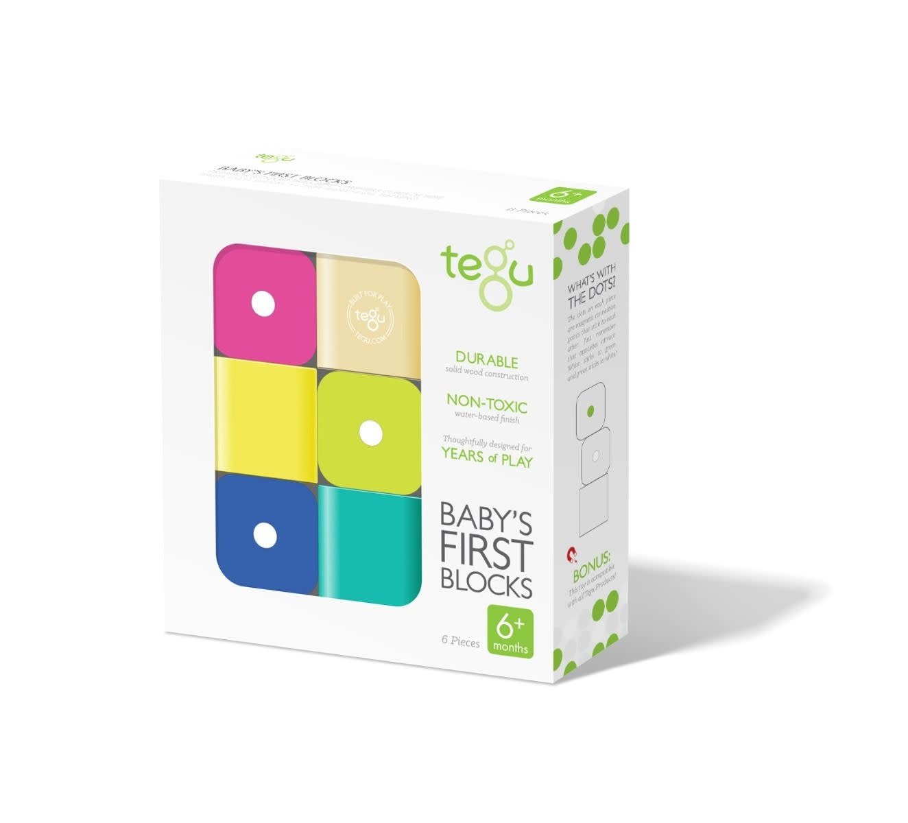Tegu Tegu Magnetic Wooden Blocks Baby's First Blocks 6pc