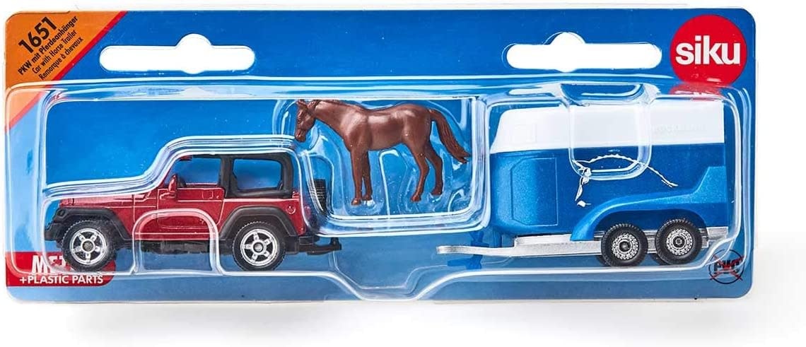 Siku Siku Die Cast Jeep with Horse Trailer