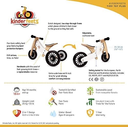 Kinderfeets Kinderfeets Tiny Tots Plus Convertible Balance Bike Slate