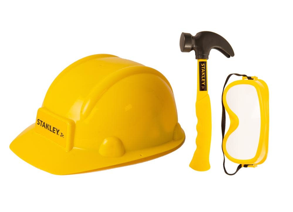 Stanley Jr. Helmet, Safety Googles & Hammer