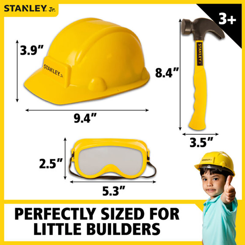 Stanley Jr. Helmet, Safety Googles & Hammer