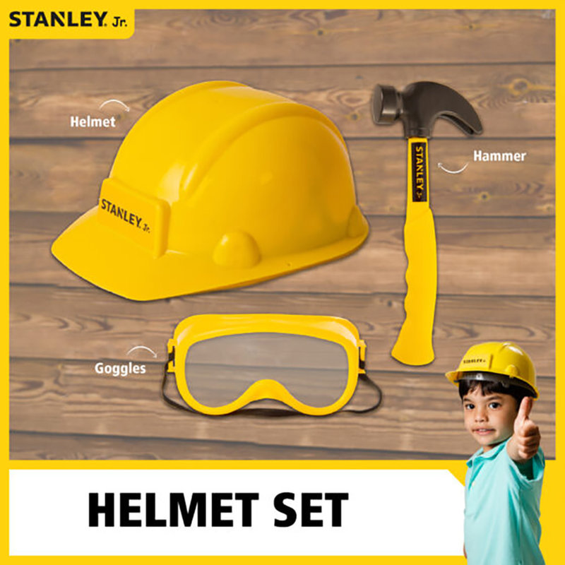 Stanley Jr. Helmet, Safety Googles & Hammer