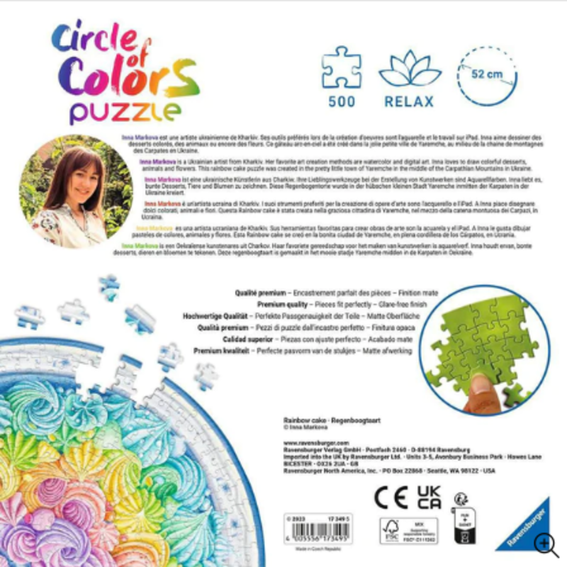Ravensburger - Puzzles adultes - Puzzle rond 500 pièces - Rainbow cake  (Circle of Colors)