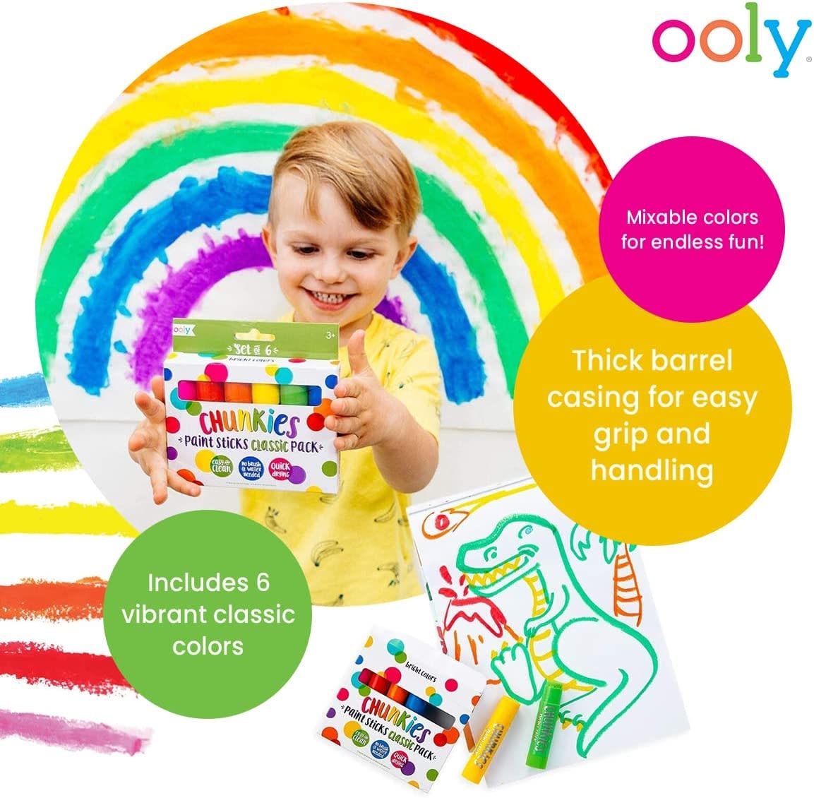 Ooly Chunkies Paint Sticks Classic 6 Pack