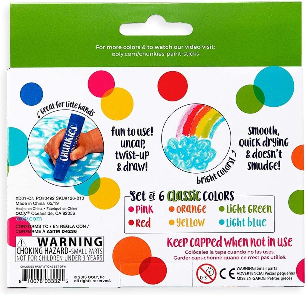 Ooly Chunkies Paint Sticks Classic 6 Pack
