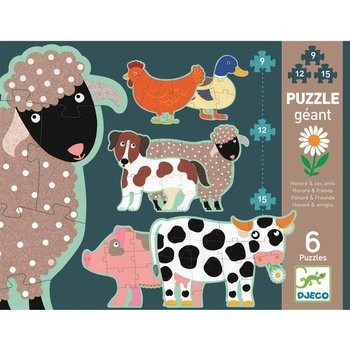 Djeco Giant Puzzle 9, 12, 15 pc Honore & Friends