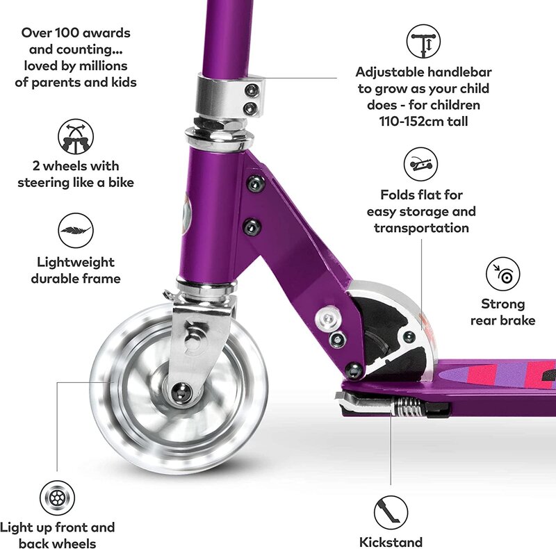 Kickboard Kickboard Scooter Sprite LED Purple Stripe