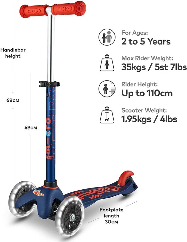 Kickboard Kickboard Scooter Mini Micro Deluxe LED Navy