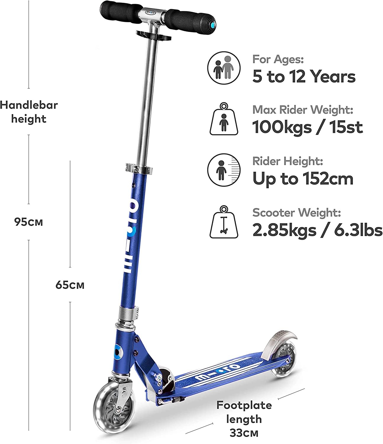 Kickboard Kickboard Scooter Sprite LED Ocean Blue