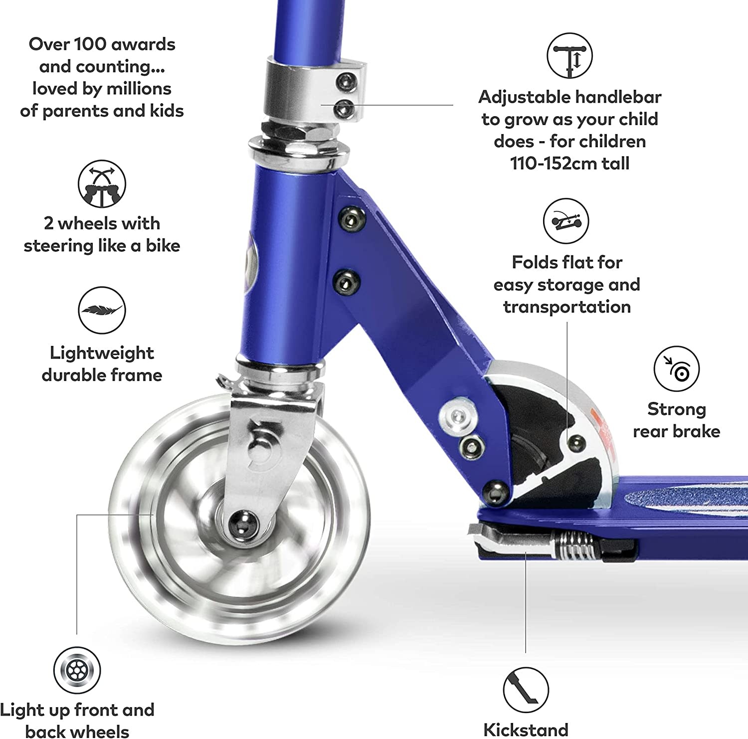 Kickboard Kickboard Scooter Sprite LED Ocean Blue
