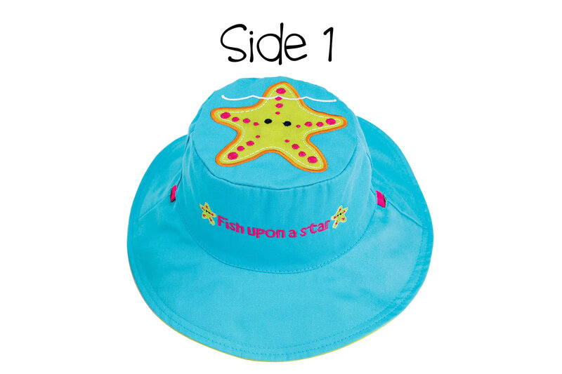 FlapJack Kids Reversible Sun Hats Starfish/Fish Medium