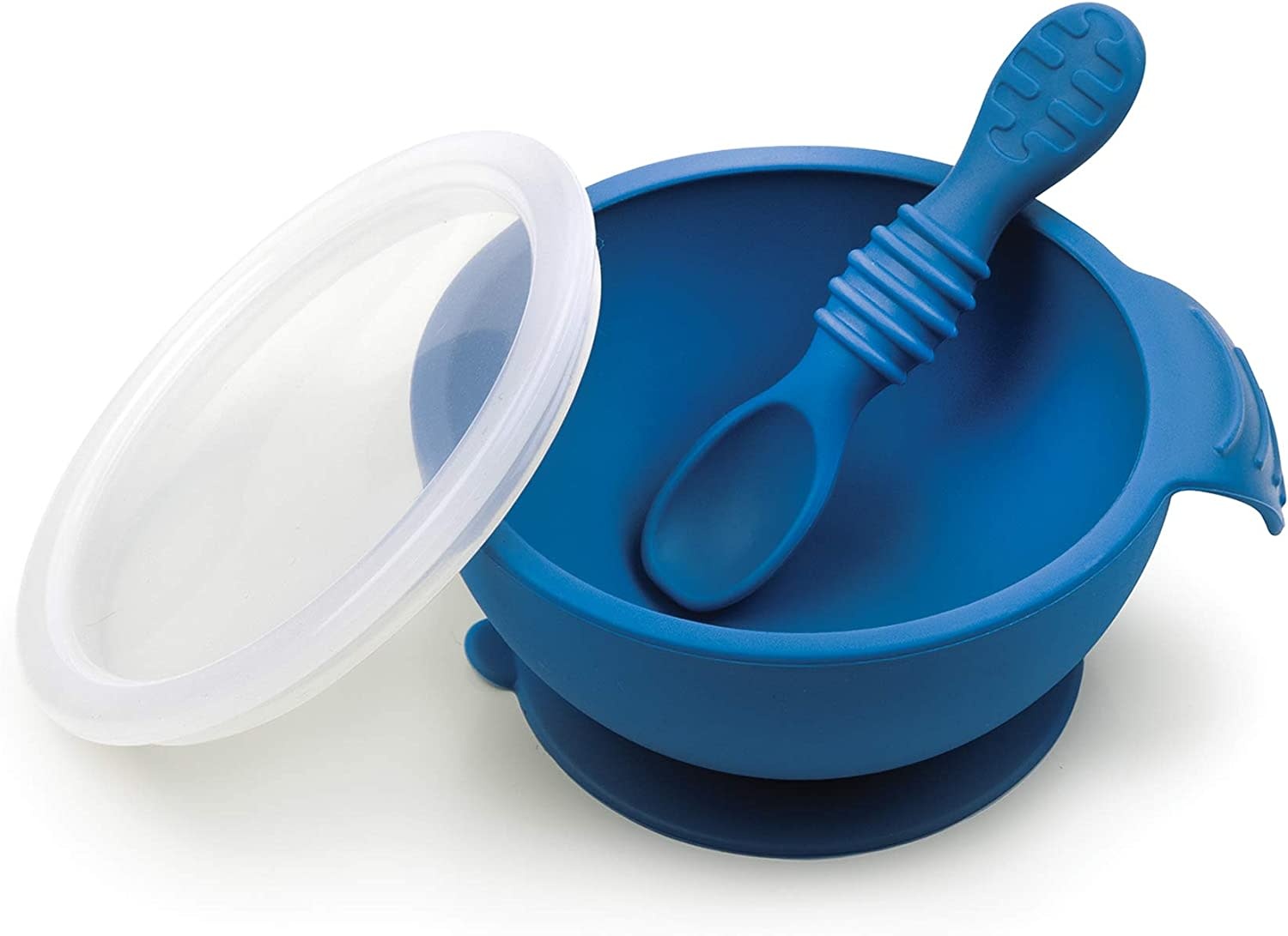 Bumkins Silicone First Feeding Set with Lid Deep Blue
