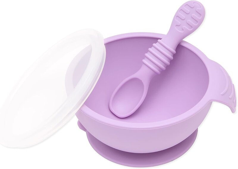 Bumkins Silicone First Feeding Set with Lid Lavender