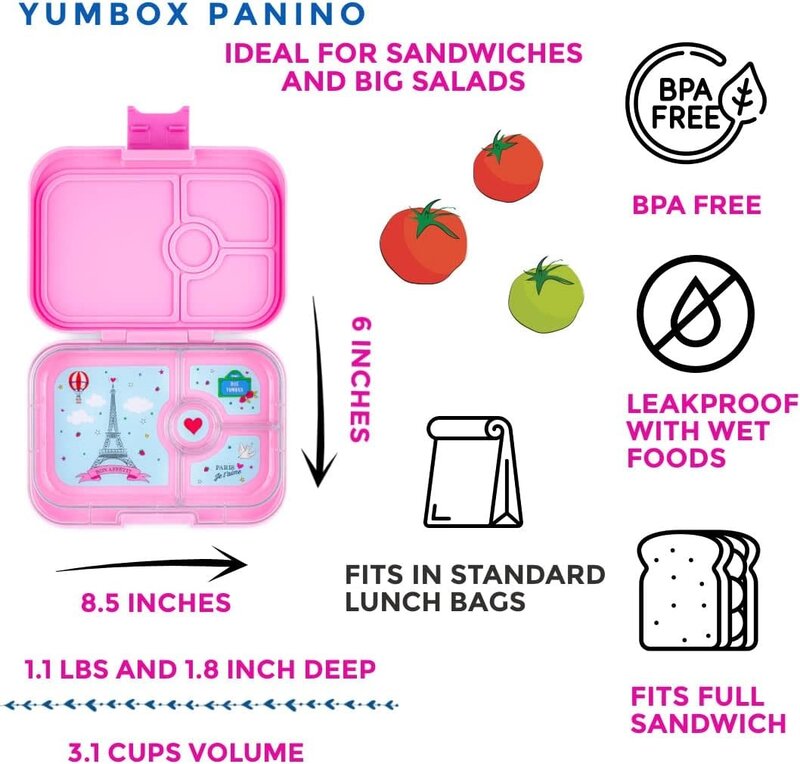 Yumbox Yumbox Lunch Box Panino 4 Compartments Fifi Pink
