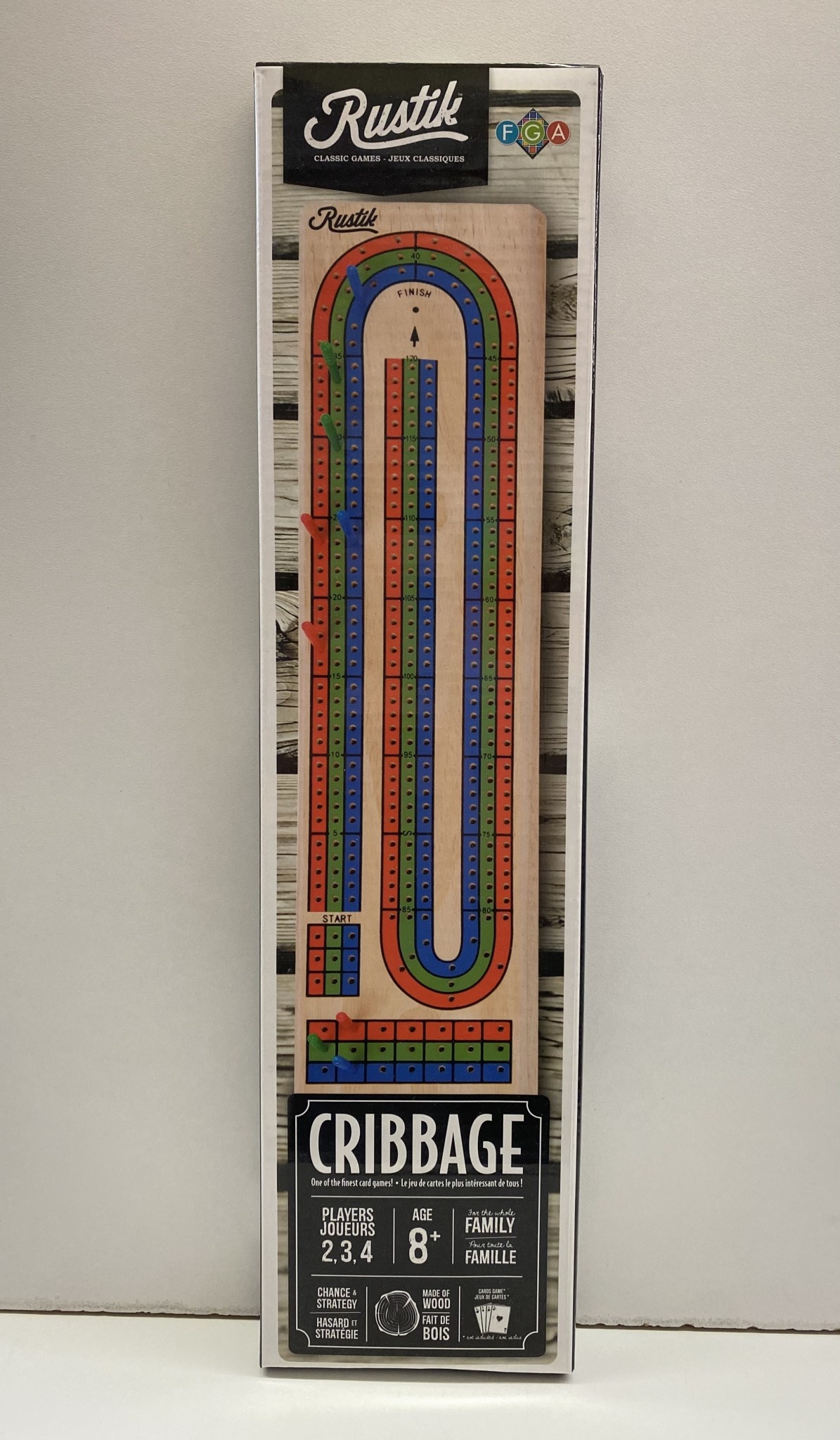 Family Games Rustik Game 3-Player Cribbage Board