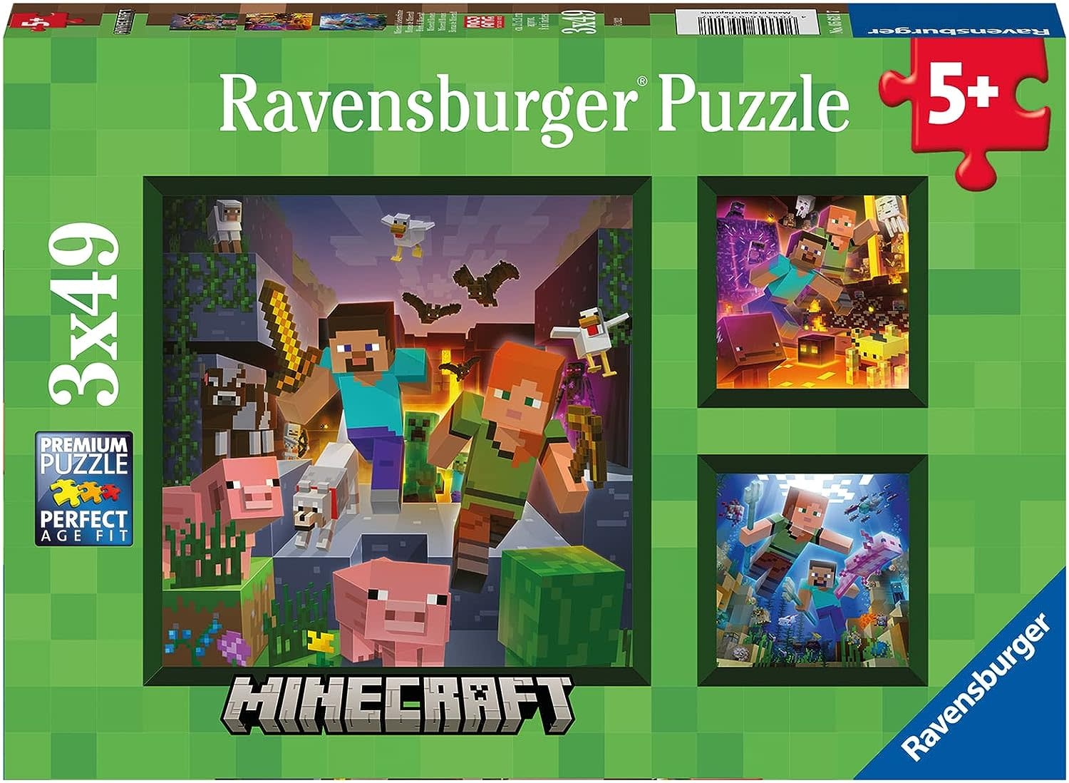 Ravensburger Ravensburger Puzzle 3x49pc Minecraft Biomes