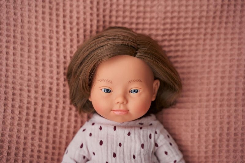 miniland Baby Doll Caucasian Girl with Down Syndrome 15"