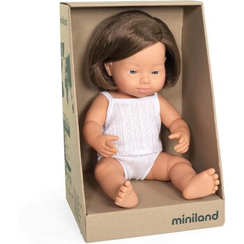 miniland Baby Doll Caucasian Girl with Down Syndrome 15"