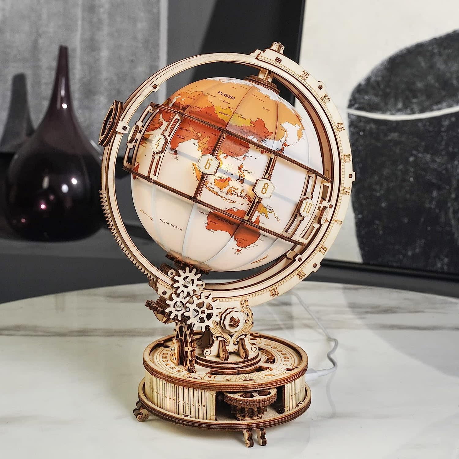 Rokr Wood Gears Luminous Globe