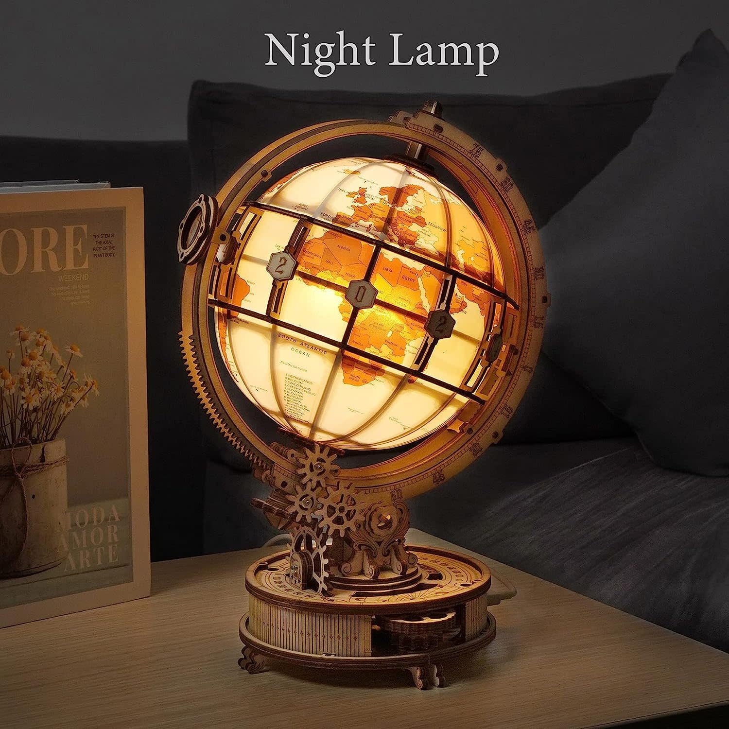 Rokr Wood Gears Luminous Globe