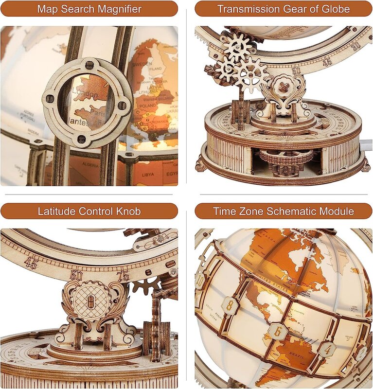Rokr Wood Gears Luminous Globe