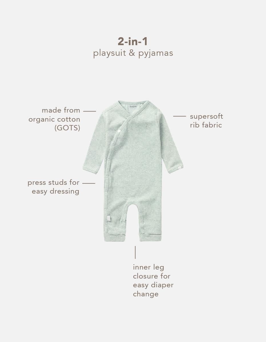 Noppies Playsuit Rib Nevis Grey Mint Size 56 (1-2 months)