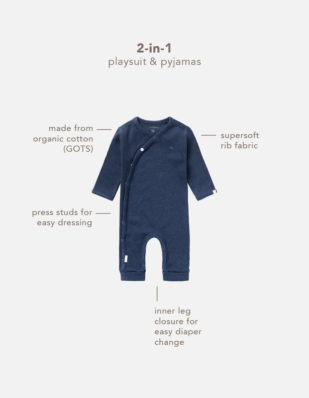 Noppies Playsuit Rib Nevis Navy Size 68  (4-6 months)
