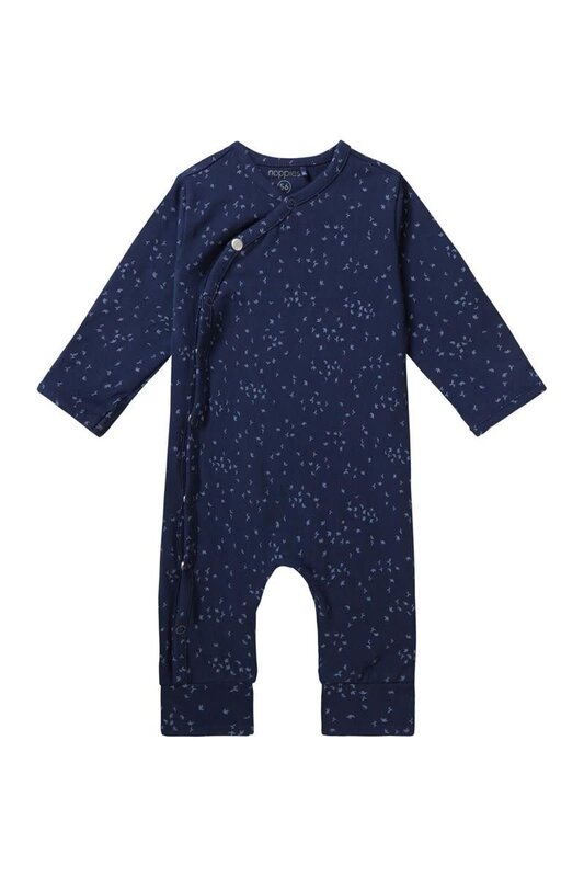 Noppies Unisex Playsuit Nuuk Long Sleeve Allover Print Black Iris Size 56 (1-2 months)
