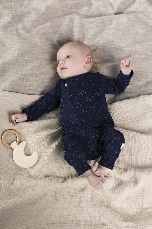 Noppies Unisex Playsuit Nuuk Long Sleeve Allover Print Black Iris Size 56 (1-2 months)