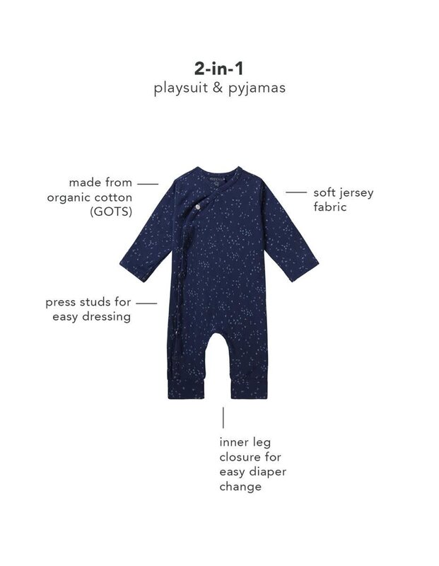 Noppies Unisex Playsuit Nuuk Long Sleeve Allover Print Black Iris Size 56 (1-2 months)