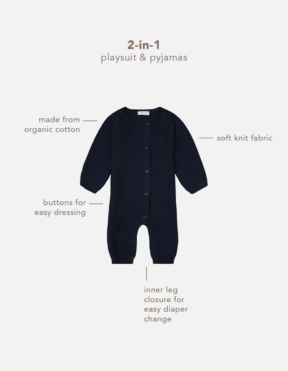 Noppies Unisex Playsuit Monrovia Long Sleeve Navy Size 56  (1-2 months)