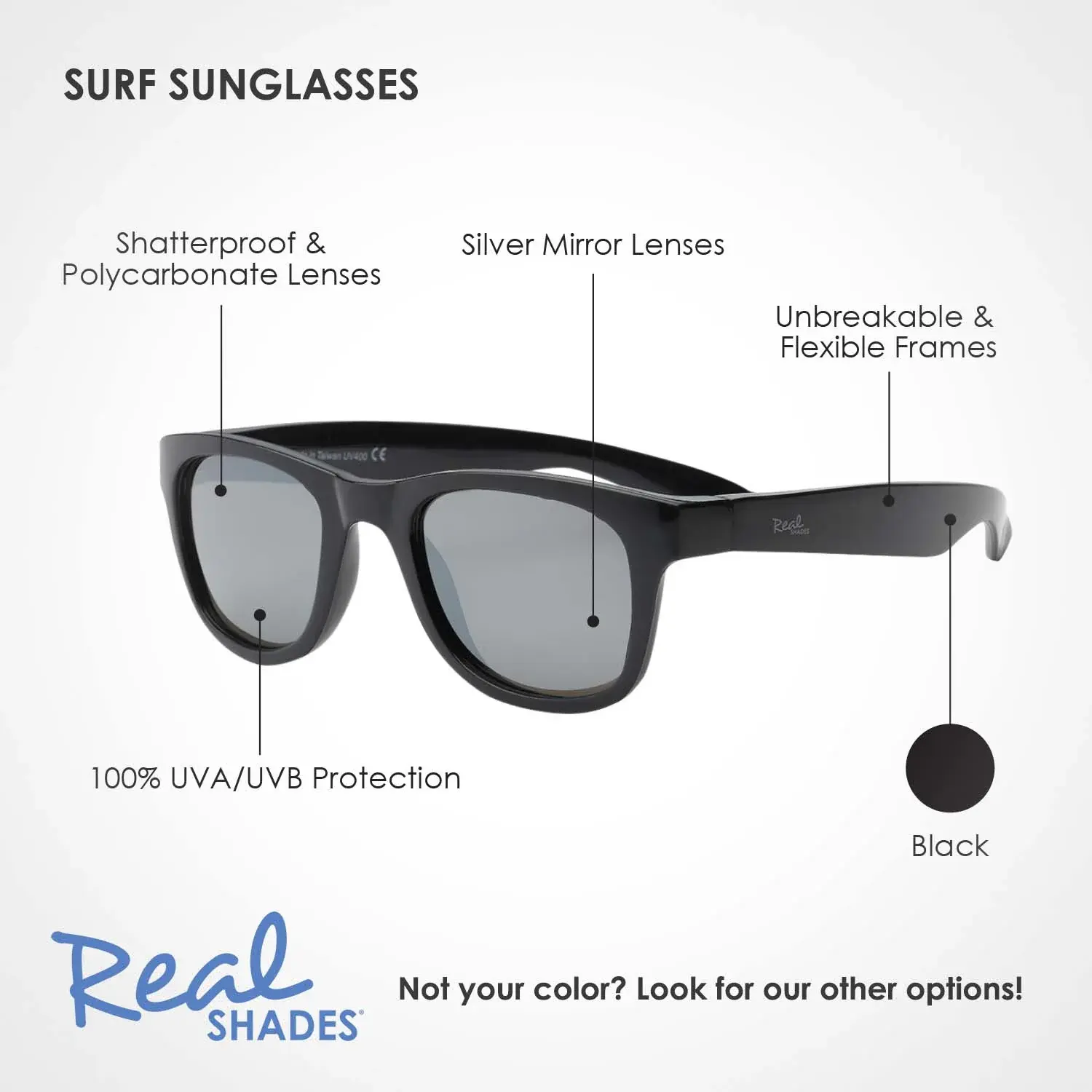 Real Shades Unbreakable Sunglasses Surf Black 2+