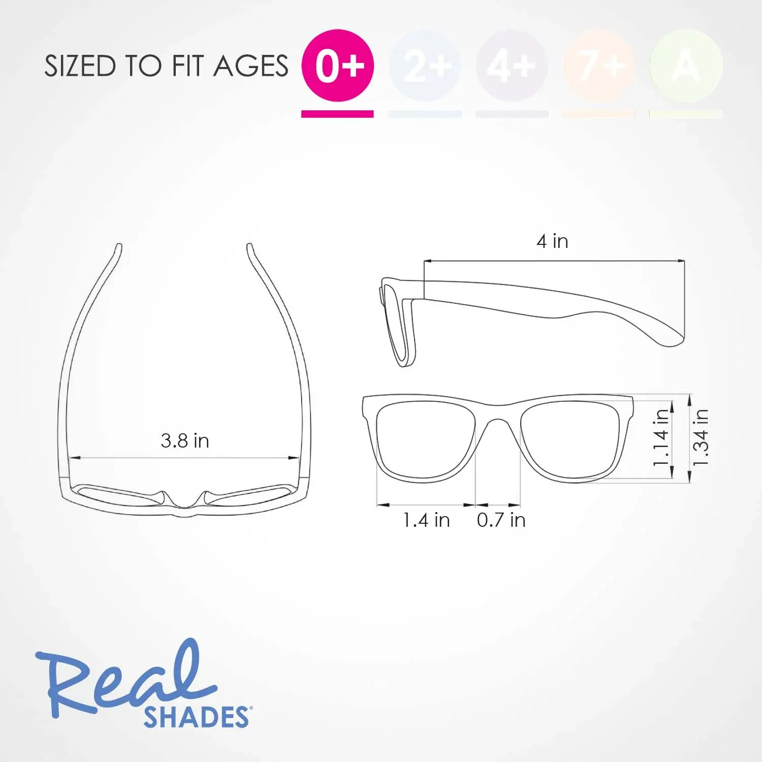 Real Shades Unbreakable Sunglasses Surf Black 2+