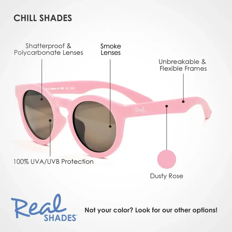 Real Shades Unbreakable Sunglasses Chill Dusty Rose 2+